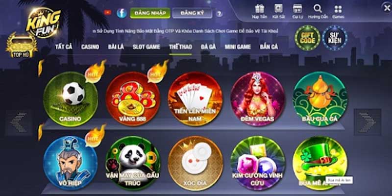 Các thể loại game nổ bật tại cổng game King Fun