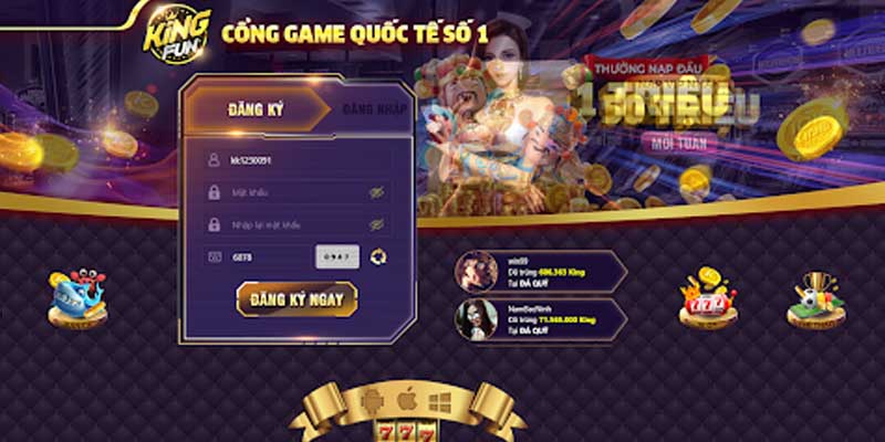 Cách đăng ký tài khoản King Fun