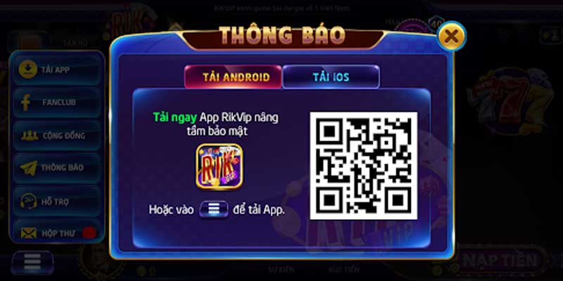 Cách tải app game Rikvip