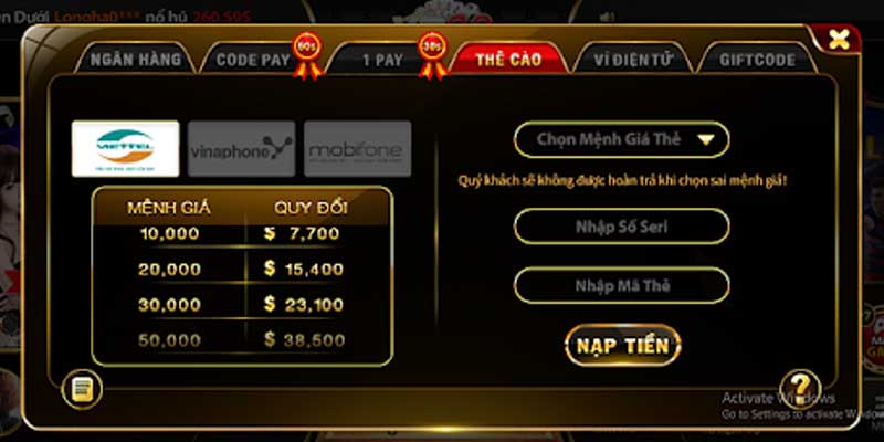 Quy trình nạp tiền tại cổng game Yo88