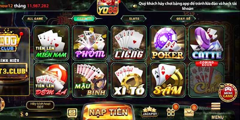 Sảnh game đa dạng và phong phú tại Yo88